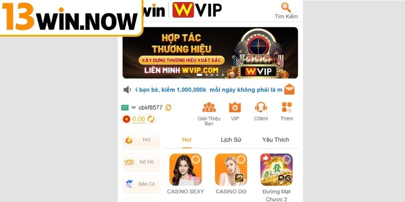 Link đăng nhập nhà cái 13Win chính thức 2025