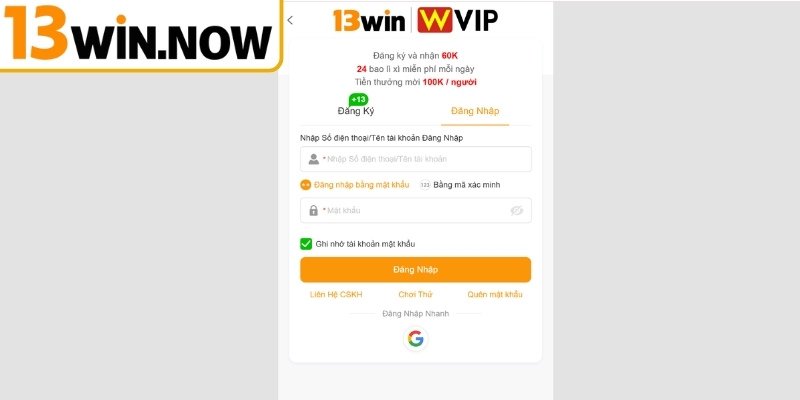 Tạo tên đăng nhập 13Win