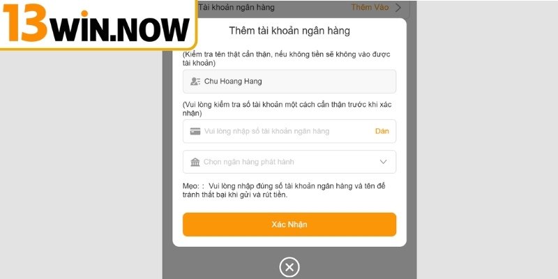 Rút tiền 13Win qua ngân hàng